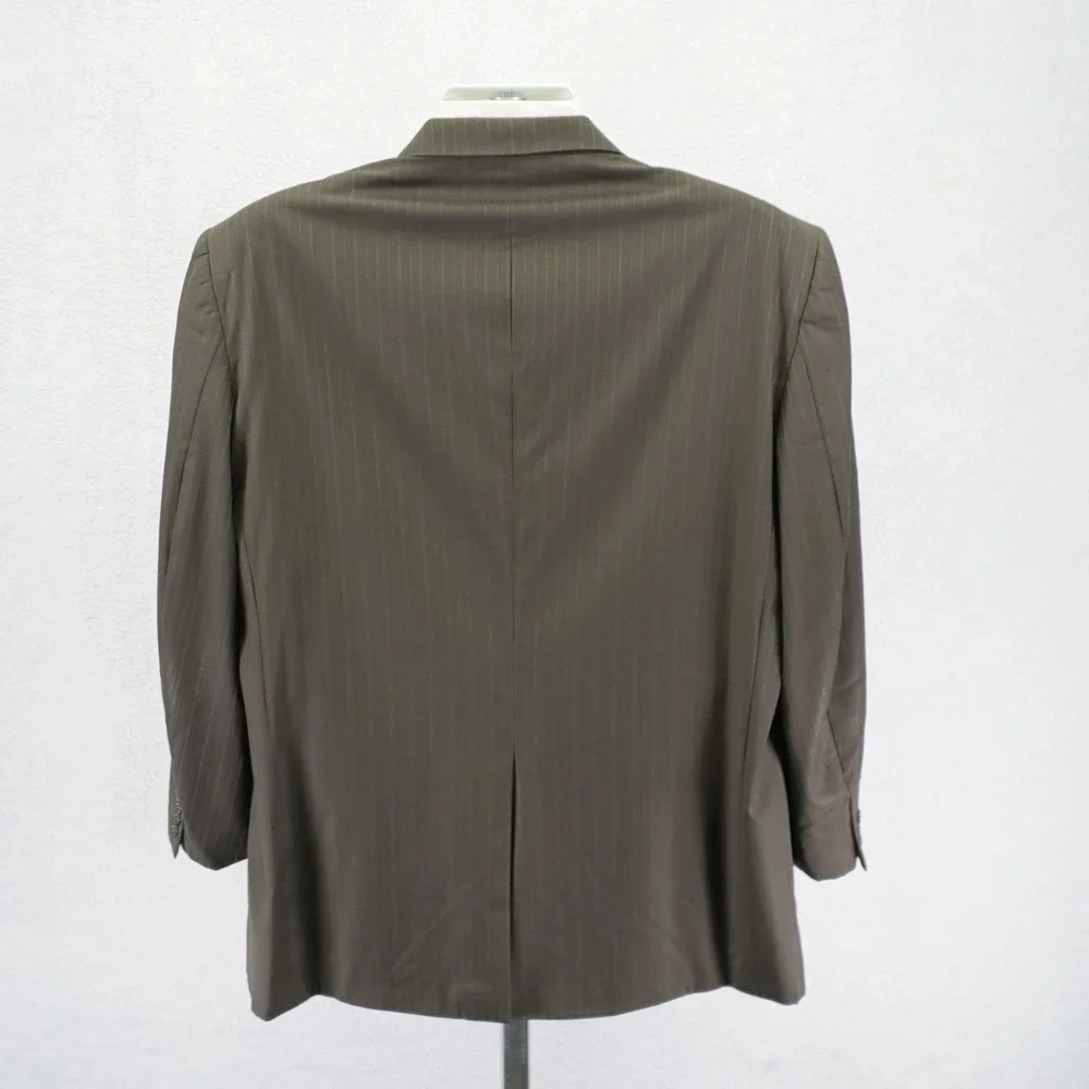 Pronto Uomo Couture Super 120s Wool Green Striped 2 Piece‎ Suit 44R 36 / 27